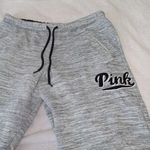 VINTAGE Victoria’s Secret PINK Sweatpants Womens S Flare Gray Embroidered Y2K